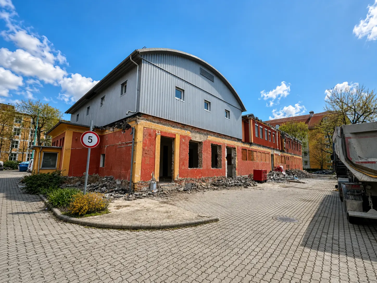 A meglévő homlokzat részleges visszabontása
